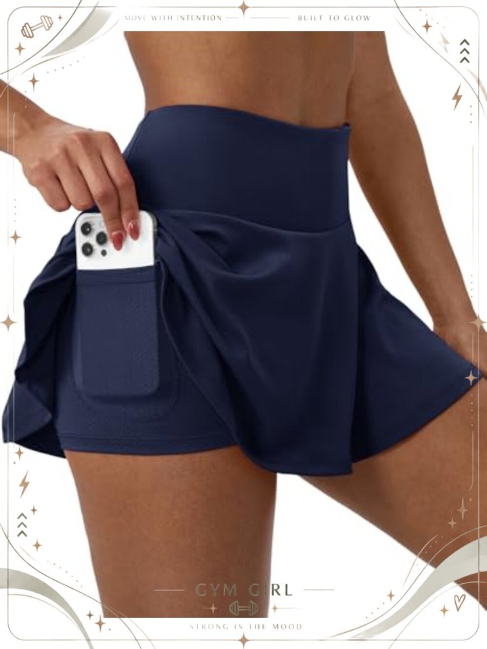 Tennis Skort with Built-in Shorts High Waisted Pleated Athletic Skirt